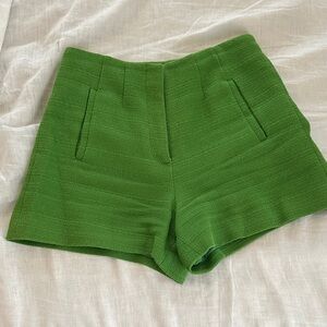 Veronica Beard Jazmin Tailored Vibrant Green High Waist Shorts